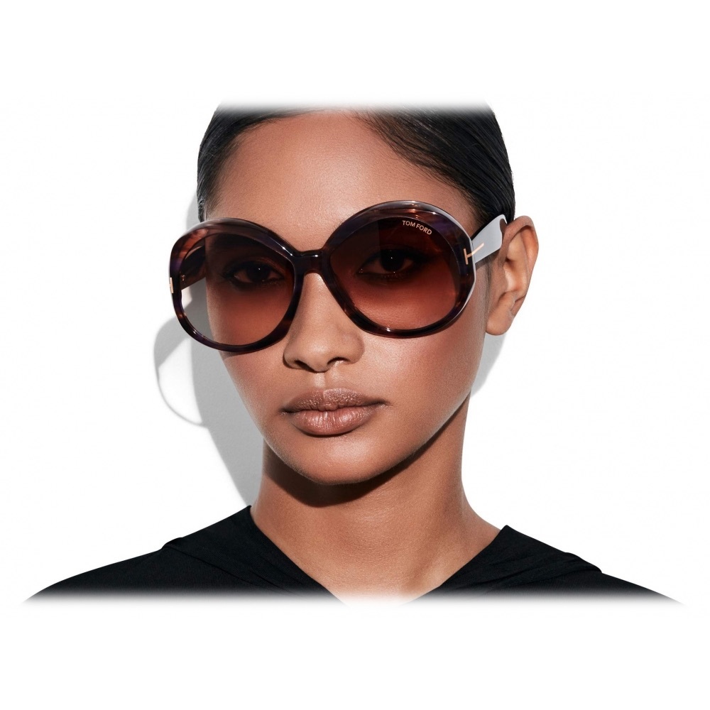 Tom Ford Annabelle Brown Oversized Sunglasses Round